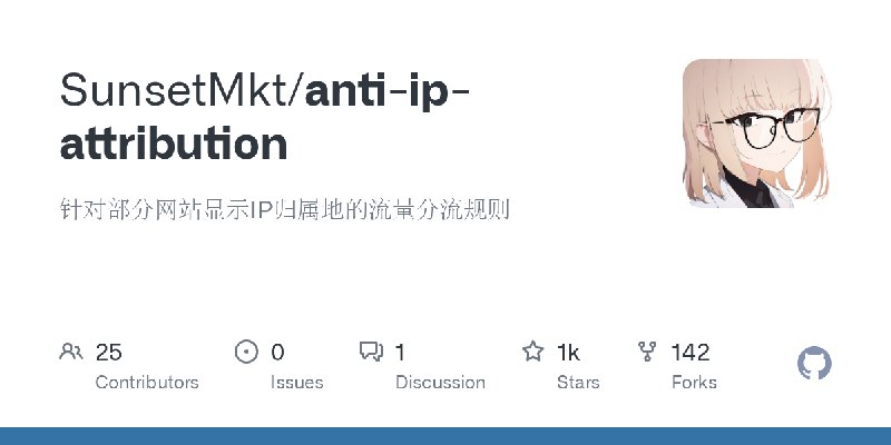 GitHub - SunsetMkt/anti-ip-attribution: 针对部分网站显示IP归属地的流量分流规则