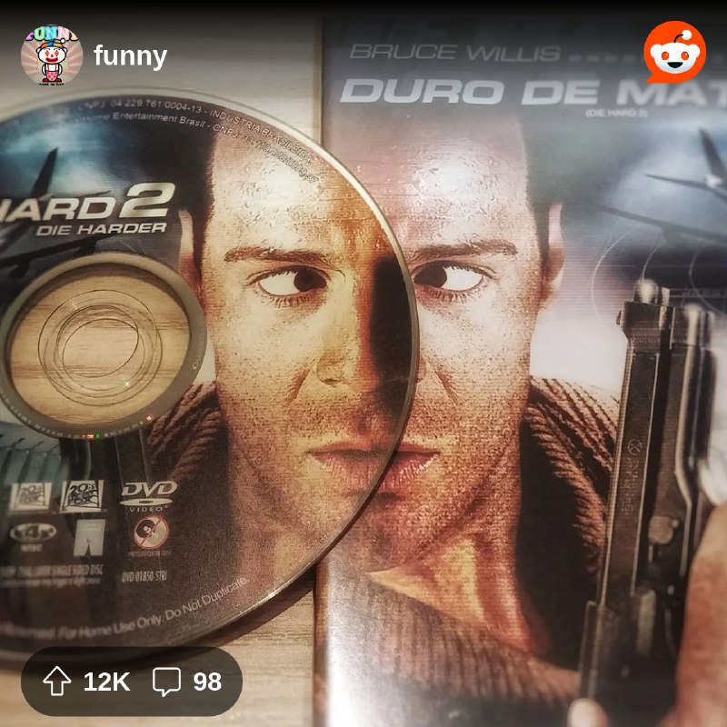 From the funny community on Reddit: The mirroring on this Die Hard DVD...