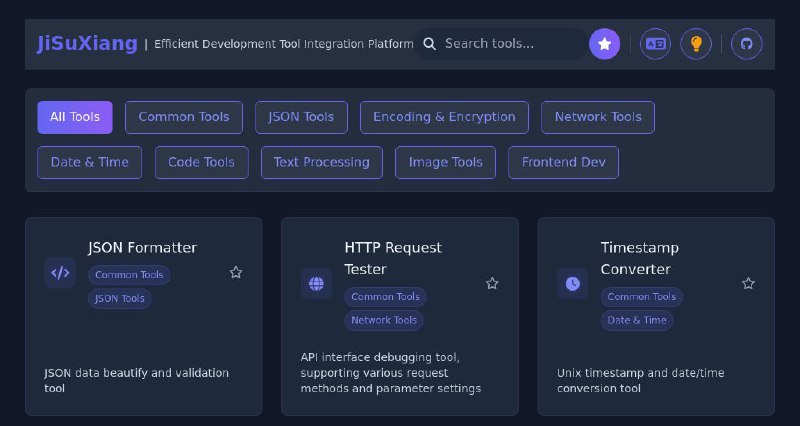 #网站 #工具 #开源🛠 极速箱 - 精美高质量在线开发者工具箱▎网站介绍：一个在线开发工具箱，提供各种必备的开发工具，帮助开发者提升编程效率