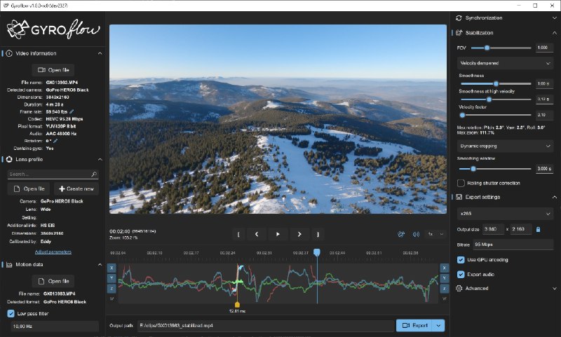 #软件 #工具 #开源📦 Gyroflow - 后期视频防抖稳定软件▎软件平台：#Android #iOS #Windows #macOS #Linux▎软件介绍：一款基于陀螺仪数据的视频稳定软件，能够精确校正拍摄时的抖动，实现类似云台拍摄的平稳效果