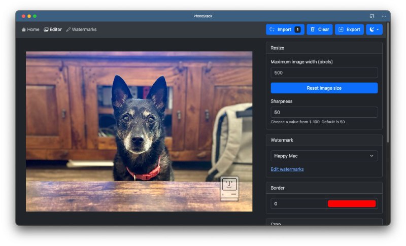 #网站 #图像 #开源🖼 PhotoStack - 免费开源批量照片编辑器▎网站介绍：一个免费开源批量照片编辑器，可在 Web 浏览器中运行，并提供离线支持
