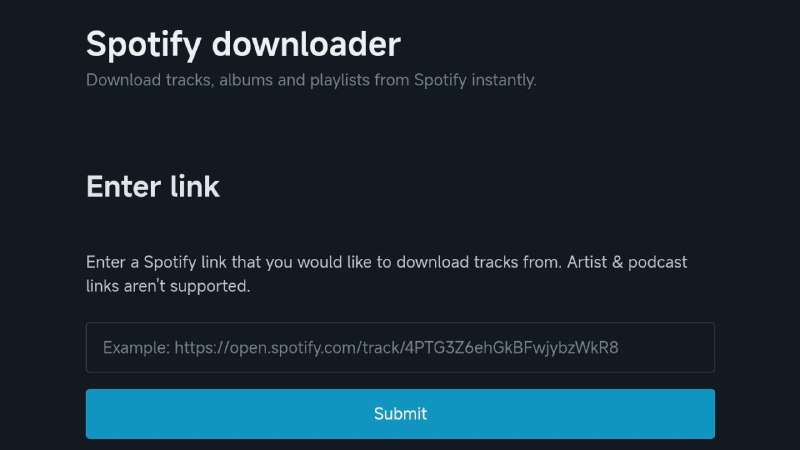 #网站 #音乐 #解析🎧 Spotify downloader - Spotify 音乐下载器▎网站功能：Spotify 音乐下载▎网站介绍：一个在线工具，允许用户下载 Spotify 上的歌曲、专辑和播放列表为 MP3 文件，它并不支持下载艺术家页面或播客内容