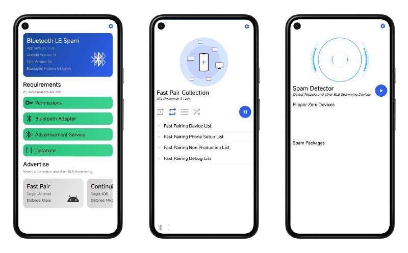 #软件 #工具 #开源🔗 Bluetooth LE Spam - 蓝牙广告轰炸机▎软件功能：蓝牙轰炸▎软件平台：#Android▎软件介绍：一个利用安卓智能手机的内置蓝牙低功耗（BLE）功能创建 Phantom 蓝牙设备广告，类似于已知的 Flipper Zero 案例