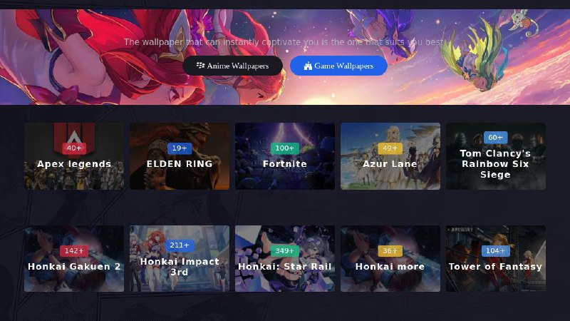 #网站 #壁纸🌠 2DWallpapers - 高质量动漫与游戏壁纸▎网站介绍：一个专注于二次元与游戏类壁纸的网站，提供大量高清静态与动态壁纸资源，涵盖《原神》《鬼灭之刃》等热门动漫与游戏