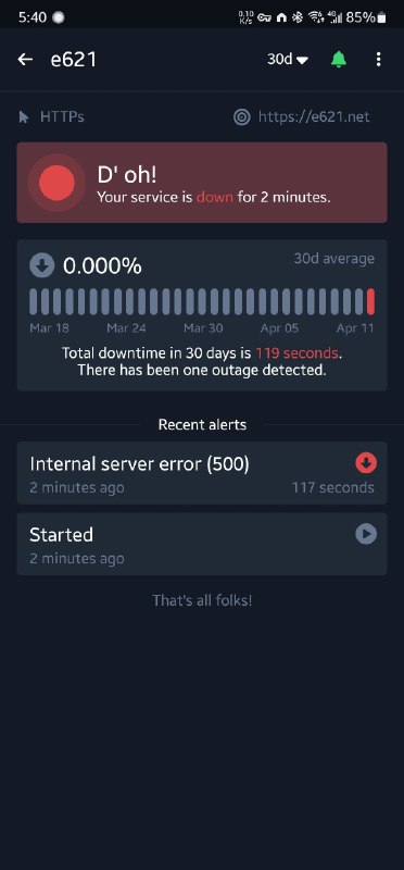 e621/e926炸了，已持续了20分钟，一开始错误码502，现在500