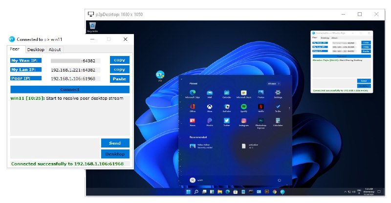 #软件 #工具 #开源📱 P2P Remote Desktop - 基于 P2P 的远程桌面 ▎软件平台：#Windows▎软件介绍：一个远程桌面与聊天工具，支持点对点（P2P）连接，用户无需中转服务器即可实现远程桌面控制和双向文字交流