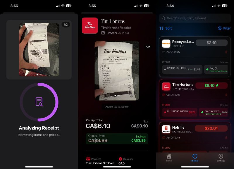 #软件 #工具 #开源 #AI🖋 SpendSmart - 易用的 AI 收据管理工具▎软件平台：#iOS▎软件介绍：一款 iOS 应用，旨在通过人工智能简化收据管理，它采用 SwiftUI 开发，集成 Gemini 2.0 Flash 进行 OCR 识别，支持本地存储和通过 Supabase 同步数据
