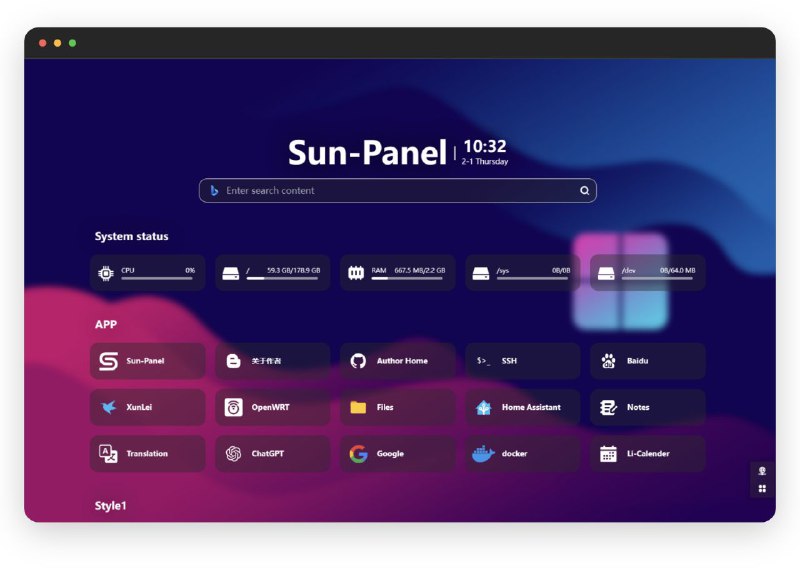 #GitHub #导航 #浏览器☀️ Sun Panel - 一个服务器、NAS导航面板、Homepage、浏览器首页▎项目功能：导航页▎项目介绍：一个简单易用且美观的服务器、NAS导航面板、Homepage、浏览器首页