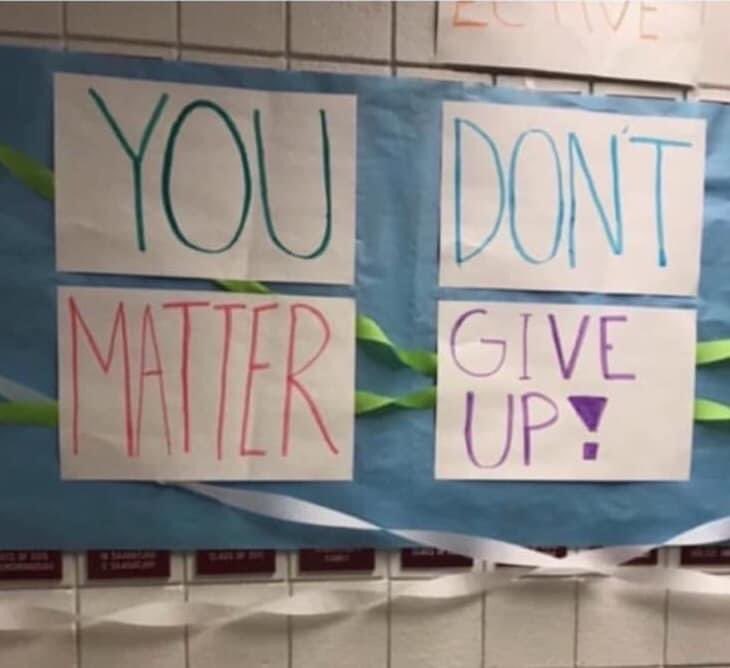 you matter don't give up! (❤️)you don't matter give up! (💔)don't give up! you matter (❤️‍🩹)don't matter you give up! (😭)you give up! don't matter (🤔)don't you matter give up! (🤨)give up! you don't matter! (😤)