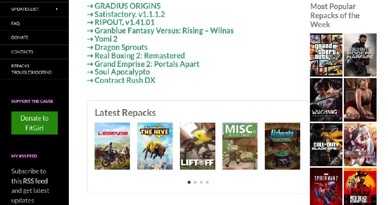 #网站 #游戏🎮 FitGirl Repacks - PC 破解游戏下载网站▎网站介绍：一个通过“重新打包”方式提供盗版游戏的网站，它将游戏压缩成更小的体积，然后通过 BitTorrent 或文件托管服务传播