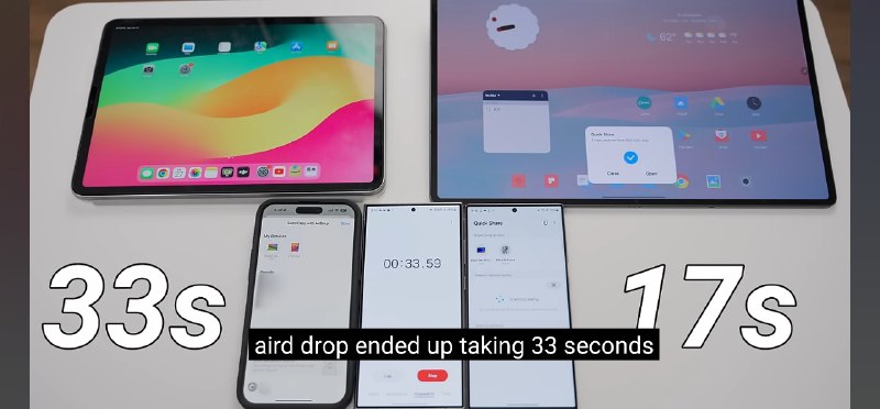 S互传的Quick Share实测，使用了WLAN直连技术，设备直接建立连接，不走路由器，这个技术不新鲜，12年前就有，但当时步骤比较繁琐，而且藏的很深，因此很少有人知道这个功能