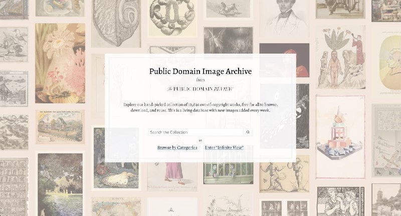 #网站 #素材🖼 Public Domain Image Archive - 公共领域历史图像资源存档库▎网站介绍：一个由 Public Domain Review 推出的一个视觉档案网站，专门收录公共领域（版权已过期或公开授权）的历史图像资源