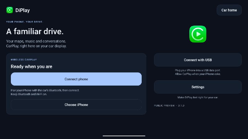 ⭐️ #软件 #工具🚗 DiPlay - 让比亚迪安卓车机支持 Apple CarPlay🗂 软件平台：#Android🗂 软件介绍：一个面向比亚迪 Android 车机的开源项目，旨在通过安装 APK，让原本不支持 Apple CarPlay 的车机实现 CarPlay 接收功能