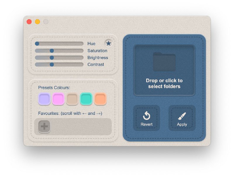 #软件 #工具 #开源😅 FolderPaint - macOS 文件夹着色工具▎软件功能：文件夹着色▎软件平台：#macOS▎软件介绍：一个简单的 Mac 小工具，它可以更改文件夹颜色，支持自定义色调、饱和、亮度、对比，提供多种颜色选择