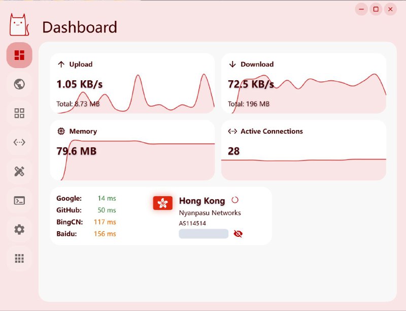 #软件 #代理 #开源😸 Clash Nyanpasu - 基于 Tauri 的 Clash GUI 客户端▎软件平台：#Windows #macOS #Linux▎软件介绍：一款跨平台 Clash 图形界面客户端，它集成了 Clash Premium、Mihomo 和 Clash Rust 等多个代理内核，界面设计美观，采用 Material You 风格，操作体验流畅