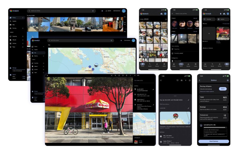 #软件 #备份 #开源🦾 Immich - 高性能照片视频自托管解决方案▎软件功能：相册备份和管理▎软件平台：#Web #Android #iOS▎软件介绍：一个高性能自托管相册管理解决方案，支持自动备份、多用户管理、面部识别、EXIF 元数据查看、按对象或面部搜索等功能