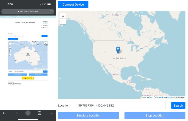 #软件 #工具 #开源🗺 GeoPort - 开源易用的 iOS 虚拟定位工具▎软件功能：虚拟定位▎软件平台：#Windows #macOS▎软件介绍：一个 iOS 设备位置模拟工具，支持 iOS 17 和 iOS 18 系统