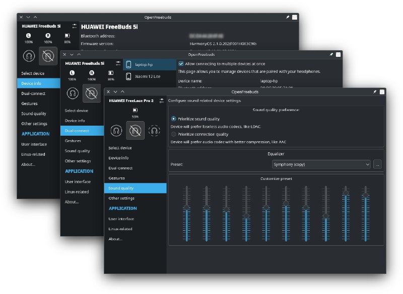 ⭐️ #软件 #开源 #工具😀 OpenFreebuds - 华为 / 荣耀 FreeBuds 系列无线耳机桌面管理应用▎软件平台：#Windows #Linux▎软件介绍：一款跨平台桌面应用，专为管理和控制华为、荣耀 FreeBuds 系列耳机而设计，提供接近华为手机端 AI Life 体验