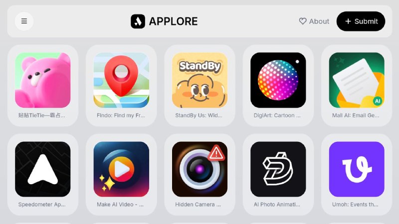 #网站 #素材🌈 Applore - 设计师 APP 图标灵感库▎网站介绍：一个专为 UI/UX 设计师打造的 App 图标灵感库，收录了超过 5000 款应用图标，涵盖社交、工具、娱乐等多个领域