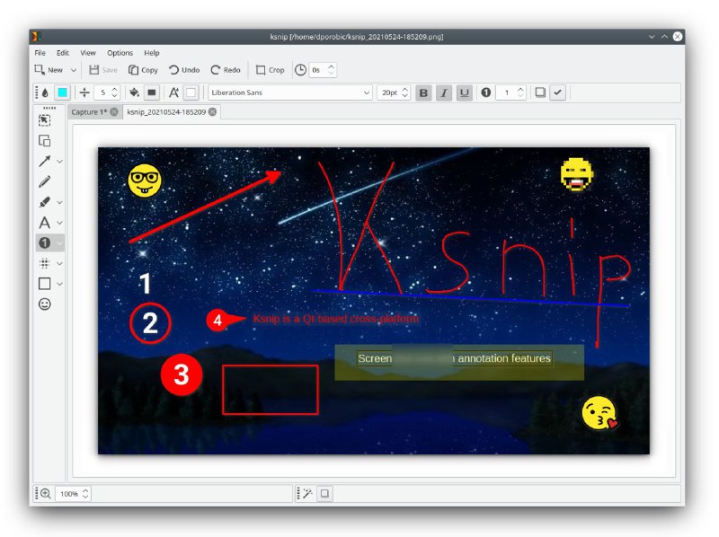 #软件 #工具 #开源📷 Ksnip - 一款跨平台截图和图像注释工具▎软件平台：#Windows #macOS #Linux▎软件介绍：一款截图与图像注释工具，它可以截图特定区域、窗口、全屏，支持延迟截图、包含鼠标指针、重复上次区域等功能