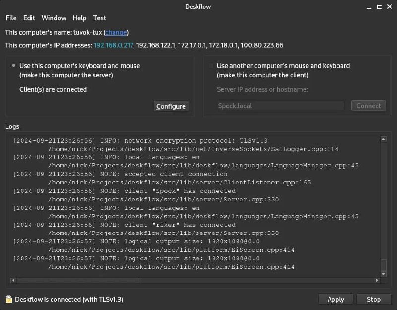 #软件 #工具 #开源📦 Deskflow - 开源键盘和鼠标共享工具▎软件功能：键盘和鼠标共享▎软件平台：#Windows #macOS #Linux▎软件介绍：一个开源键盘和鼠标共享工具，可以通过一台计算机的键盘和鼠标来控制附近的多台计算机，实现无缝切换工作