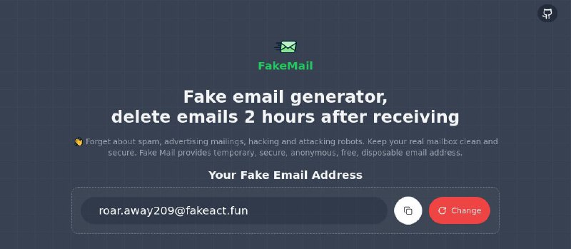 #网站 #开源 #邮箱📬 Fake Mail - 免费的临时电子邮件服务▎网站介绍：一个临时邮箱服务，基于 Cloudflare Workers 创建并可在 Web 浏览器中查看收到的电子邮件，支持无限重置邮箱地址，收到邮件 2 小时后会自动删除邮件