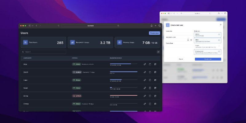 #GitHub #工具❌ Marzban - 基于 Xray 开源机场管理面板▎项目功能：机场管理面板▎项目介绍：一个开源机场管理面板，支持用户管理、流量统计、订阅生成以及与 Telegram Bot 集成