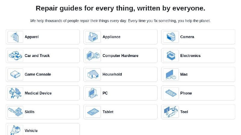 #网站 #教程💡 iFixit - 硬核的各类电子产品免费维修手册▎网站介绍：一个全球性在线维修社区，提供超过 16,500 个免费维修手册，涵盖 4,500 多种设备，它提供免费的分步维修指南，涵盖数千种产品，包括智能手机、电脑、平板电脑等