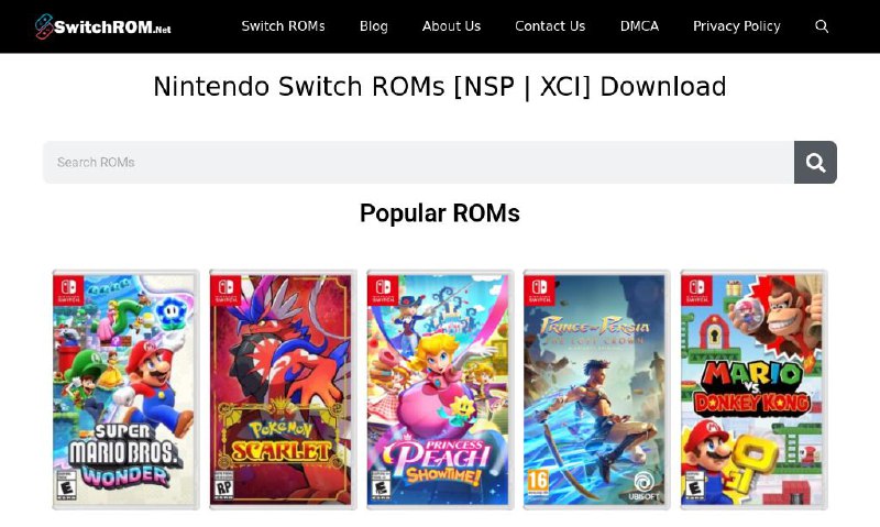 #网站 #游戏⬇️ SwitchRom - Switch 游戏 ROM 下载站▎网站介绍：一个任天堂 Switch 游戏 ROM 下载网站，支持 NSP 和 XCI 等主流格式，适用于 Yuzu、Ryujinx 等模拟器和破解主机