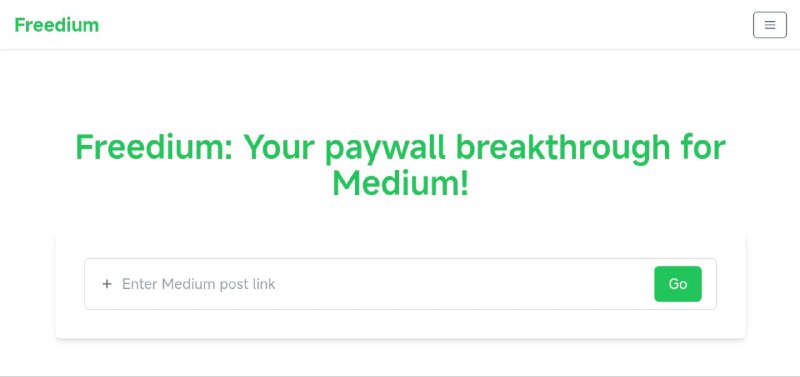 #网站 #工具 #开源📱 Freedium - 开源绕过 Medium 付费墙工具▎网站功能：绕过 Medium 付费墙▎网站介绍：一个可以绕过 Medium 付费墙的开源工具，只需输入 Medium 文章链接即可破解阅读