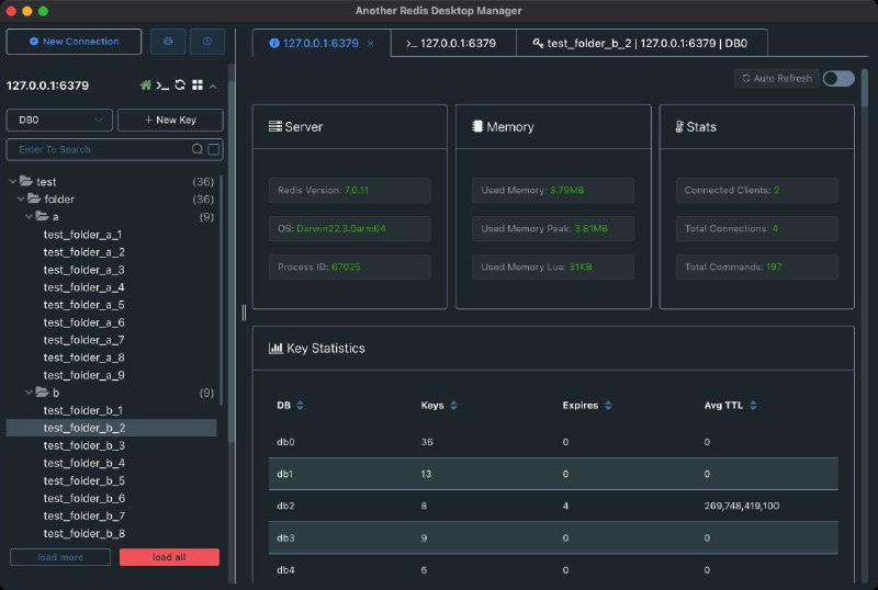 #软件 #工具 #开源🎈 Another Redis Desktop Manager - 强大的 Redis 桌面管理客户端▎软件功能：Redis 桌面管理客户端▎软件平台：#Windows #macOS #Linux▎软件介绍：一款更快、更好、更稳定的 Redis 桌面 GUI 管理客户端，性能出众，轻松加载海量键值