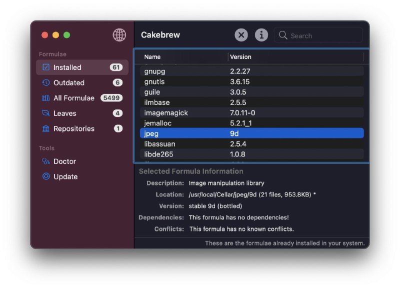 #软件 #工具 #开源🍰 Cakebrew - Homebrew GUI 应用程序▎软件平台：#macOS▎软件介绍：一款专为 macOS 用户设计的图形化管理工具，旨在简化 Homebrew 的使用