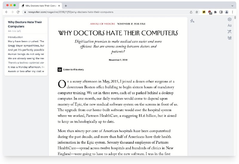 #插件 #工具 #开源📄 Unclutter - 现代化网页阅读器模式插件▎插件平台：#Chrome #Firefox▎插件介绍：一款提升网页阅读体验的浏览器插件，它通过自动进入“简洁阅读模式”，清除网页中的广告、侧边栏和弹窗，只保留文章主体内容，在干净、无干扰的环境中阅读