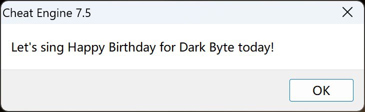 今天是CE修改器开发者Dark Byte的生日，祝他生日快乐