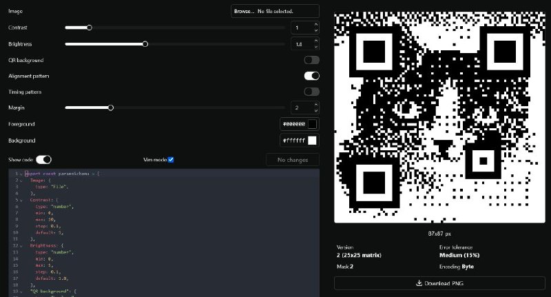 #网站 #工具 #开源🔳 qrframe - 基于代码的二维码生成器▎网站功能：二维码生成▎网站介绍：一个开源二维码生成器项目，允许用户以编程方式生成高度自定义的二维码