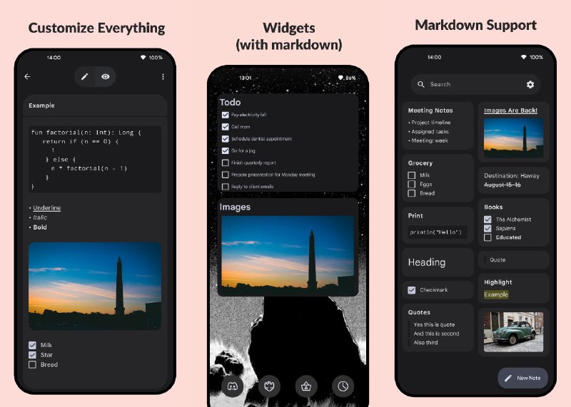 #软件 #笔记 #开源✏️ Easy Notes - 开源美观 Android 笔记应用▎软件功能：笔记工具▎软件平台：#Android▎软件介绍：一款轻量级 Android 笔记应用，采用 Material You 设计，完整支持 Markdown 和添加图片，无需权限，安全加密，缺点暂时没有中文
