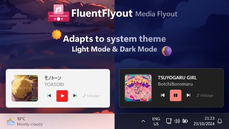#软件 #工具 #开源🔊 FluentFlyout - 开源现代化 Windows 音量控制弹窗▎软件功能：音量控制弹窗▎软件平台：#Windows▎软件介绍：一个简单现代的 Windows 音量控制弹窗，支持 Windows 10/11，为您在控制媒体时提供一个干净、原生般的无干扰体验