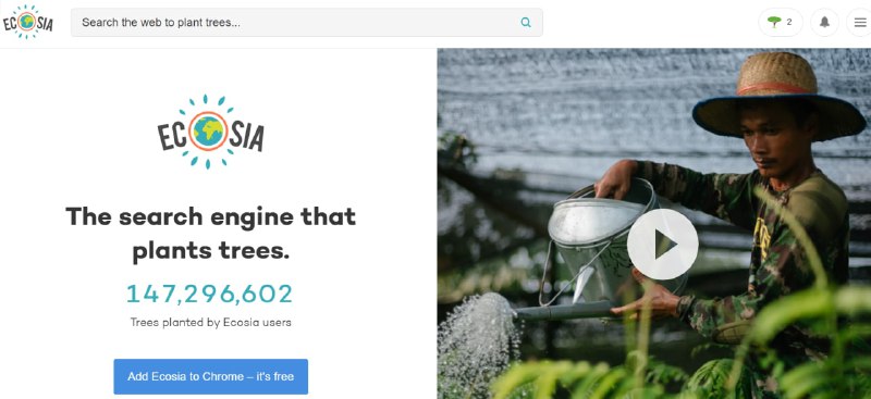 【网站名称】Ecosia【支持平台】Web、iOS、Android【网站功能】搜索引擎【网站简介】国内搜索引擎已经不用再吐槽了，大家都懂
