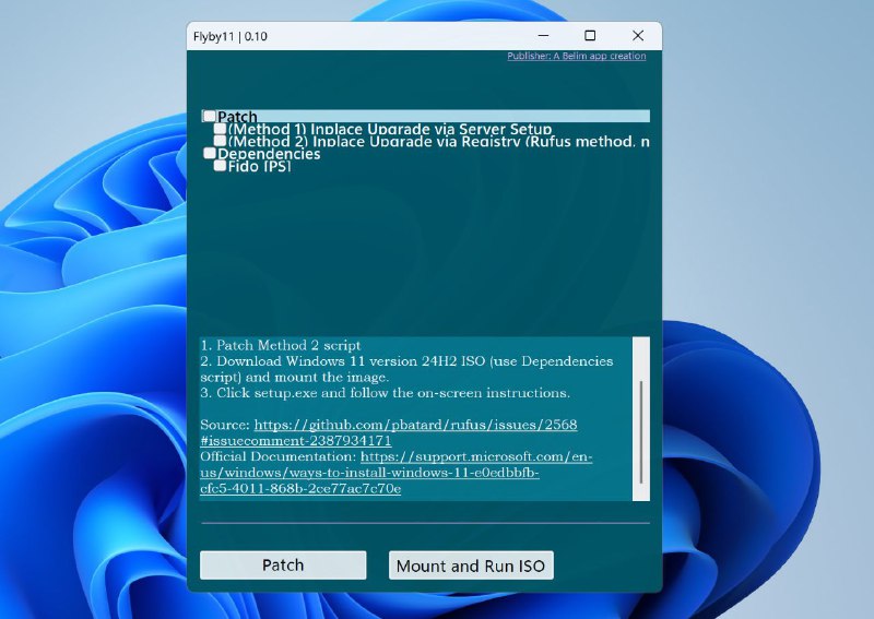 #脚本 #工具 #开源💻 Flyby11 - 在硬件不支持的设备上升级 Windows 11 系统▎脚本平台：#Windows▎脚本介绍：一个用于在不符合官方硬件要求的设备上安装或升级 Windows 11 的工具