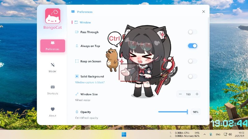 ⭐️ #软件 #工具⌨ BongoCat - 新一代超轻量桌面动态伴侣🗂 软件平台：#Windows #macOS #Linux🗂 软件介绍：一款以经典 Bongo Cat 形象为核心的桌面宠物，猫咪能够实时响应用户键盘、鼠标和手柄操作，在桌面上做出敲击、移动等互动