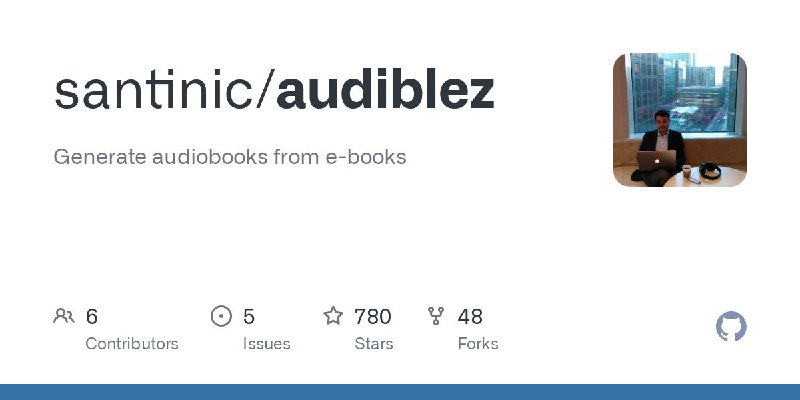 #GitHub #电子书 #工具📚 Audiblez - 开源电子书转有声读物工具▎项目介绍：一个开源项目，它利用 Kokoro 的高质量语音合成技术，可以将 epub 格式的电子书转换为 m4b 格式的有声书