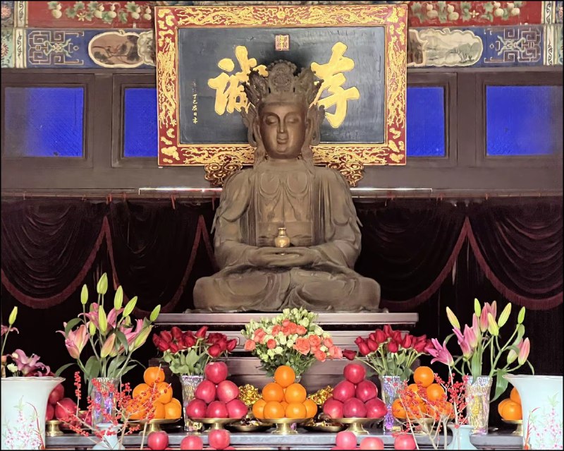 初见法源法源寺的午后，雕黄的银杏叶缀着残阳余辉，大雄宝殿“法海真源”的匾额在光影里半明半暗