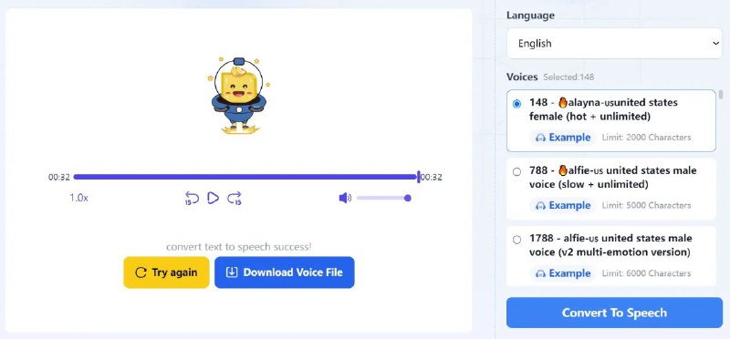 #网站 #TTS🗣 Text to Speech.im - 在线免费文本转语音▎网站功能：文本转语音▎网站介绍：一个高质量文本转语音工具，支持多种语言和音色的选择，还可以调整语速，点击生成即可试听或下载，免费可商用