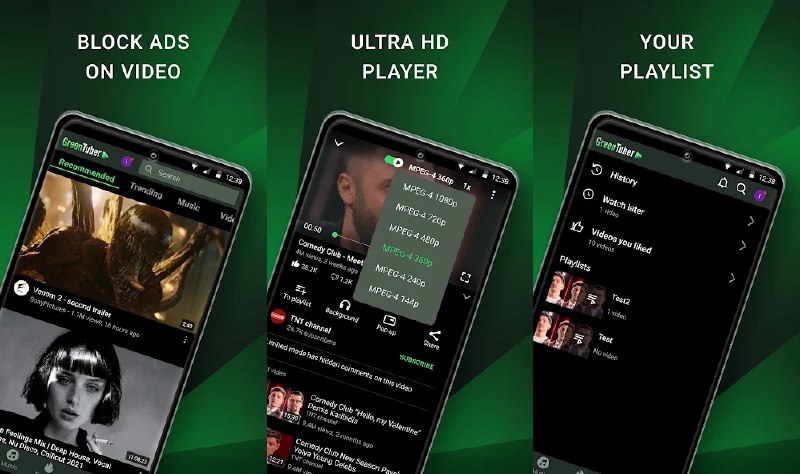 📺 GreenTuber v0.1.8.4 会员解锁版 —— 第三方无广告 YouTube 客户端 #GreenTuber✅修改内容：✅解锁会员✅调整布局✅内置视频广告拦截器✅内置弹出窗口拦截器✅支持后台播放✅无需谷歌套件✅添加简体中文➡️➡️➡️ ➡️『点击下载』⬅️⬅️⬅️⬅️