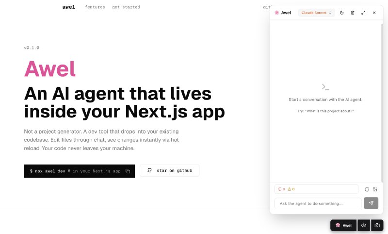 Awel#github #ai #vibe #code为 Next.js 打造的 AI 开发助手