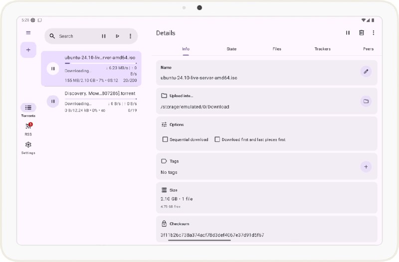 ⭐️ #软件 #工具 #开源🔗 LibreTorrent - Android 全功能 BT 客户端▎软件平台：#Android▎软件介绍：一款 Android 平台 BitTorrent 客户端，它支持选择性下载、顺序播放、自动移动文件、RSS 自动下载、代理与 IP 过滤，并兼容 HTTP/HTTPS、磁力链接等多种协议