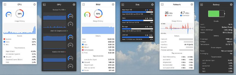 #软件 #工具 #开源⏲ Stats - 菜单栏中的 macOS 系统监视器▎软件平台：#macOS▎软件介绍：一款 macOS 系统监控工具，能够实时显示 CPU、内存、磁盘、网络等硬件数据