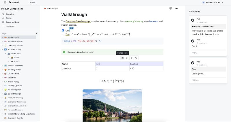 #GitHub #工具📌 Docmost - 开源文档管理和知识库平台▎项目功能：文档知识库管理▎项目介绍：一个开源协作文档管理与知识库平台，它是 Confluence 和 Notion 的开源替代方案