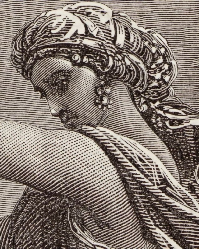 《朱迪斯展示何洛弗尼斯的头颅》取材自圣经故事，讲述了朱迪斯这位犹太女英雄如何智斗亚述将军何洛弗尼斯，最终将其斩首，从而拯救了自己的人民