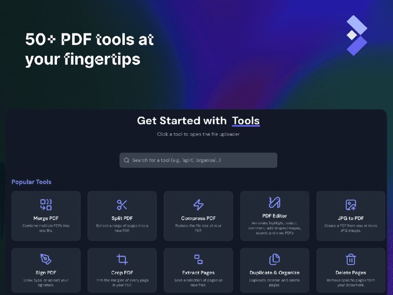 ⭐️ #网站 #工具📑 BentoPDF - 自托管多功能 PDF 工具箱▎网站介绍：一个开源 PDF 工具箱，所有 PDF 处理均在浏览器本地完成，无需上传文件到服务器，也不需要注册账号，功能接近商业在线 PDF 服务，但完全本地化